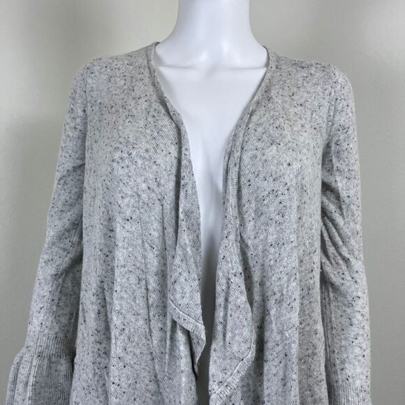 Moth Lyra Women Size S Wool Cashmere Speckled Gray Bell Sleeve Cardigan Sweater - Picture 7 of 16